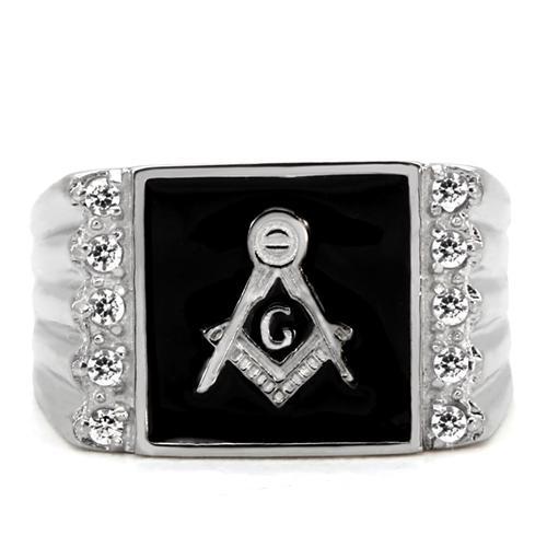 High polished (no plating) Stainless Steel Ring with AAA Grade CZ  in Clear