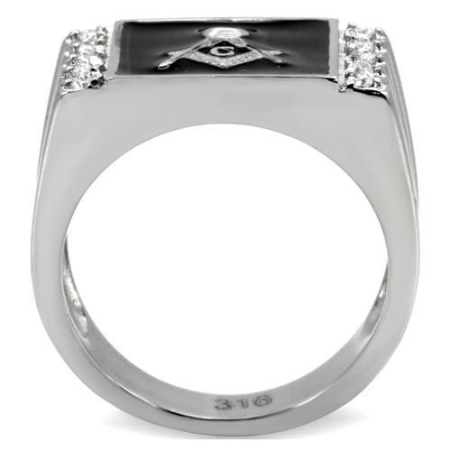 High polished (no plating) Stainless Steel Ring with AAA Grade CZ  in Clear