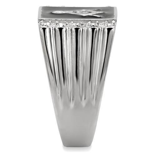 High polished (no plating) Stainless Steel Ring with AAA Grade CZ  in Clear