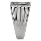High polished (no plating) Stainless Steel Ring with AAA Grade CZ  in Clear