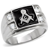 High polished (no plating) Stainless Steel Ring with AAA Grade CZ  in Clear