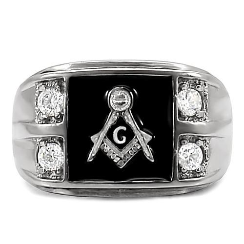 High polished (no plating) Stainless Steel Ring with AAA Grade CZ  in Clear