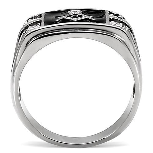 High polished (no plating) Stainless Steel Ring with AAA Grade CZ  in Clear