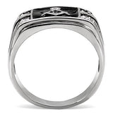 High polished (no plating) Stainless Steel Ring with AAA Grade CZ  in Clear