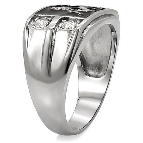 High polished (no plating) Stainless Steel Ring with AAA Grade CZ  in Clear