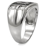 High polished (no plating) Stainless Steel Ring with AAA Grade CZ  in Clear