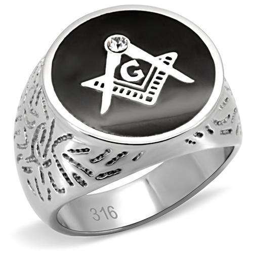 High polished (no plating) Stainless Steel Ring with Top Grade Crystal  in Clear