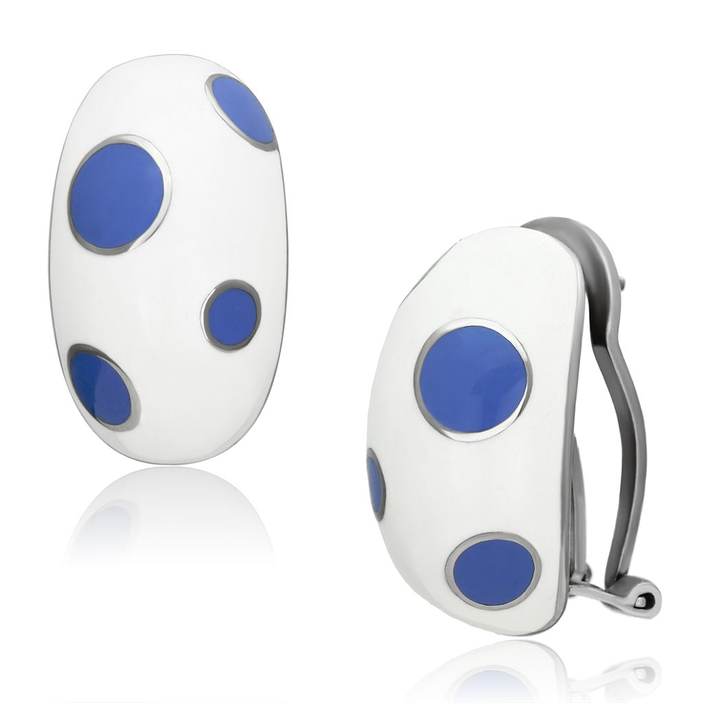 High polished (no plating) Stainless Steel Earrings with Epoxy  in Multi Color