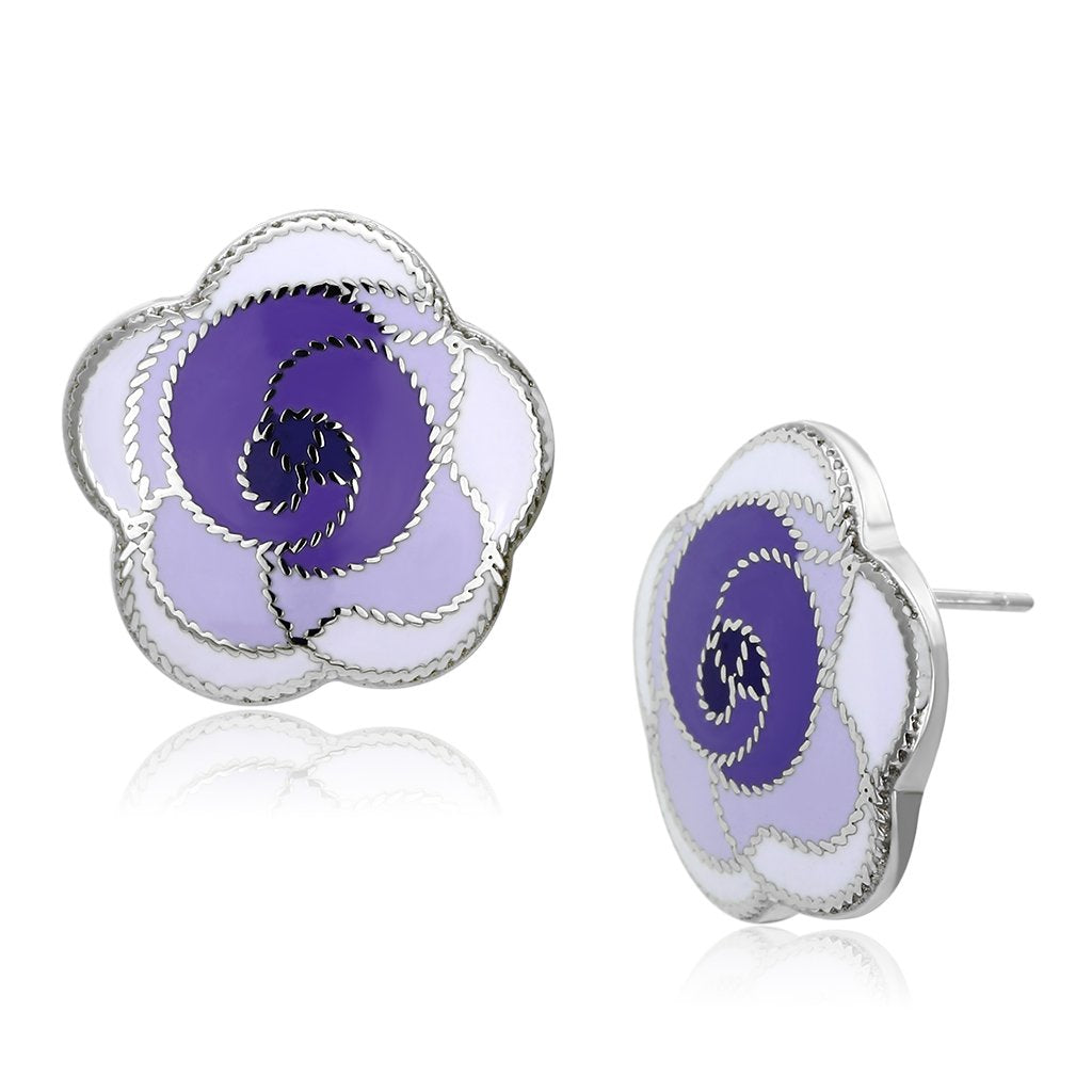 High polished (no plating) Stainless Steel Earrings with Epoxy  in Multi Color
