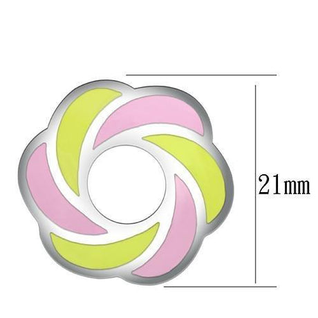 High polished (no plating) Stainless Steel Earrings with Epoxy  in Multi Color
