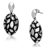 High polished (no plating) Stainless Steel Earrings with Epoxy  in Jet