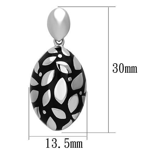 High polished (no plating) Stainless Steel Earrings with Epoxy  in Jet