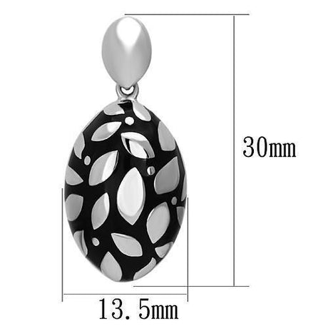 High polished (no plating) Stainless Steel Earrings with Epoxy  in Jet