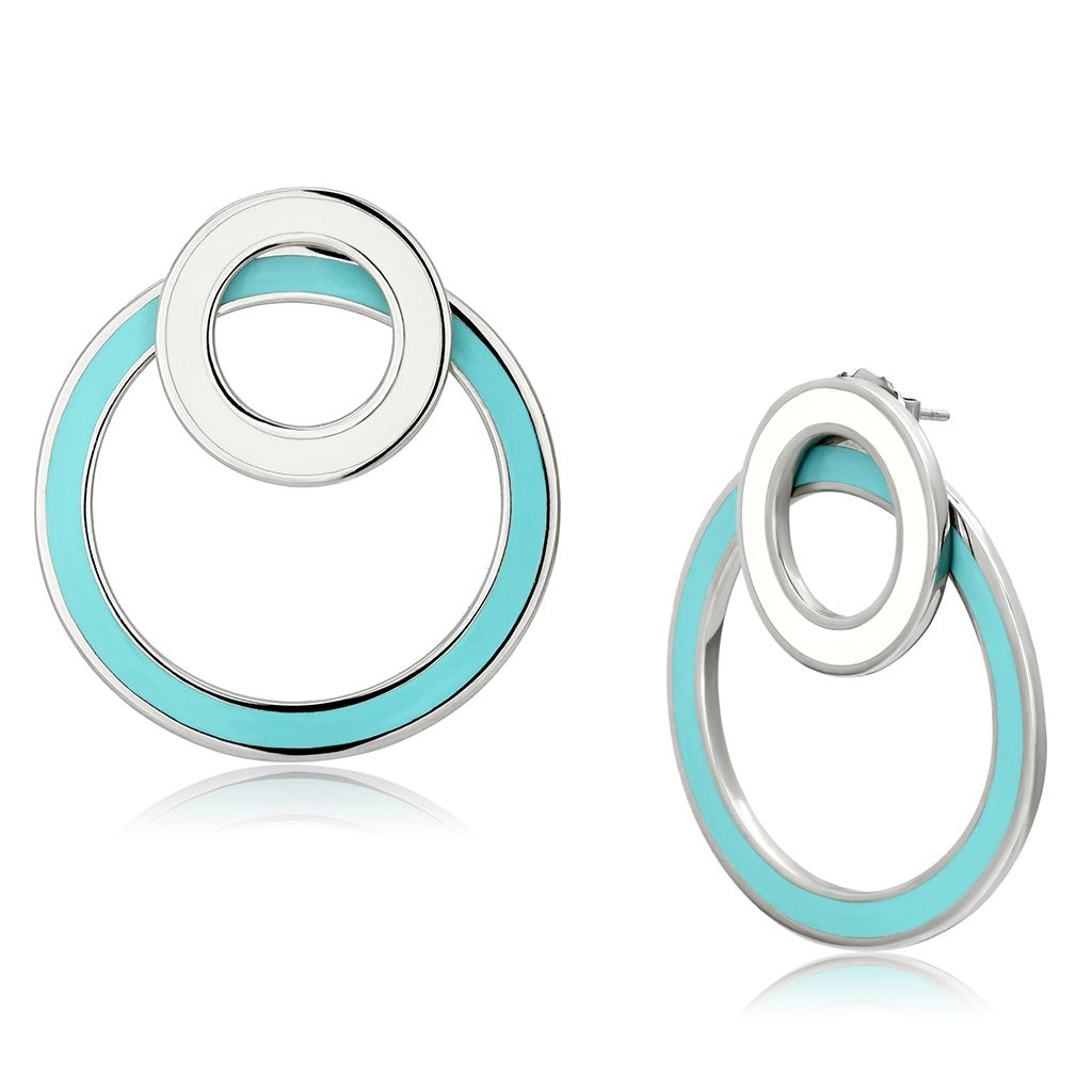 High polished (no plating) Stainless Steel Earrings with Epoxy  in Multi Color