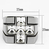 High polished (no plating) Stainless Steel Ring with Top Grade Crystal  in Clear