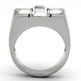 High polished (no plating) Stainless Steel Ring with Top Grade Crystal  in Clear