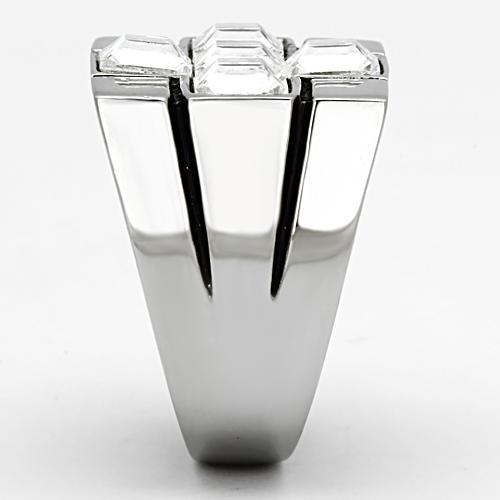 High polished (no plating) Stainless Steel Ring with Top Grade Crystal  in Clear
