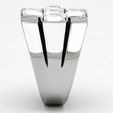 High polished (no plating) Stainless Steel Ring with Top Grade Crystal  in Clear