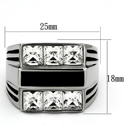High polished (no plating) Stainless Steel Ring with Top Grade Crystal  in Clear