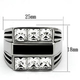 High polished (no plating) Stainless Steel Ring with Top Grade Crystal  in Clear