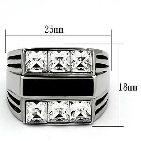 High polished (no plating) Stainless Steel Ring with Top Grade Crystal  in Clear