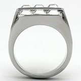 High polished (no plating) Stainless Steel Ring with Top Grade Crystal  in Clear