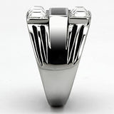 High polished (no plating) Stainless Steel Ring with Top Grade Crystal  in Clear