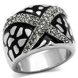 High polished (no plating) Stainless Steel Ring with Top Grade Crystal  in Black Diamond