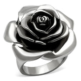 High polished (no plating) Stainless Steel Ring with Epoxy  in Jet