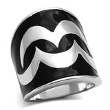 High polished (no plating) Stainless Steel Ring with Epoxy  in Jet