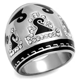 High polished (no plating) Stainless Steel Ring with Top Grade Crystal  in Clear