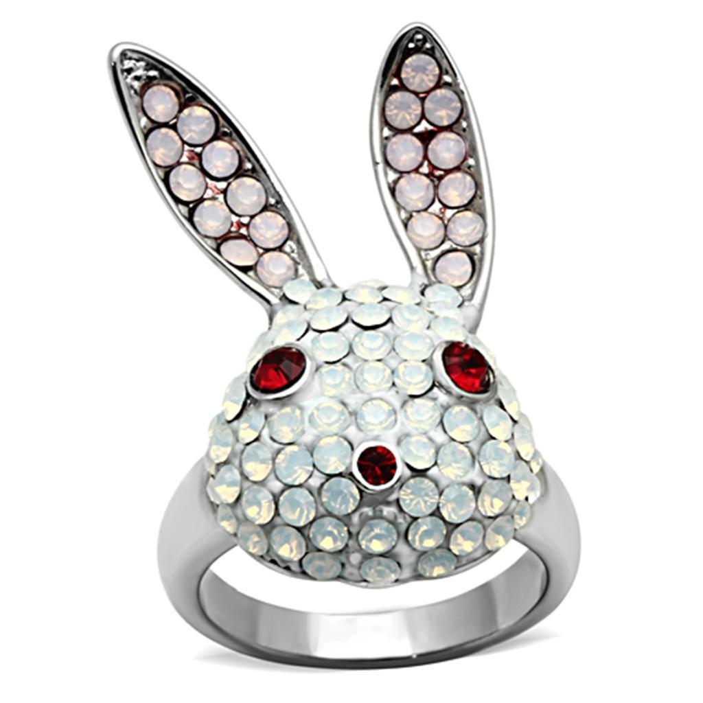 High polished (no plating) Stainless Steel Ring with Top Grade Crystal  in Multi Color
