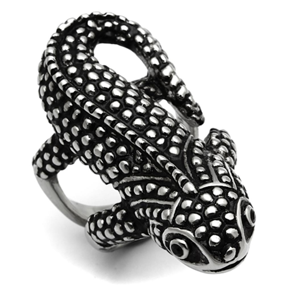 High polished (no plating) Stainless Steel Ring with Top Grade Crystal  in Jet