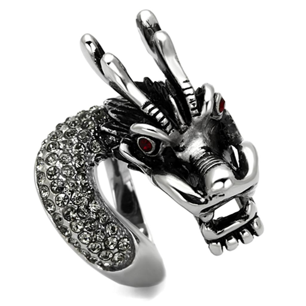 High polished (no plating) Stainless Steel Ring with Top Grade Crystal  in Siam