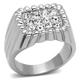High polished (no plating) Stainless Steel Ring with Top Grade Crystal  in Clear