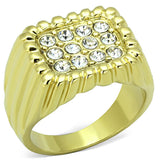 IP Gold(Ion Plating) Stainless Steel Ring with Top Grade Crystal  in Clear