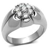 High polished (no plating) Stainless Steel Ring with AAA Grade CZ  in Clear