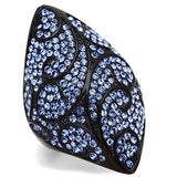 IP Black(Ion Plating) Stainless Steel Ring with Top Grade Crystal  in Sapphire