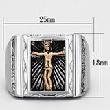 Two-Tone IP Rose Gold Stainless Steel Ring with AAA Grade CZ  in Clear