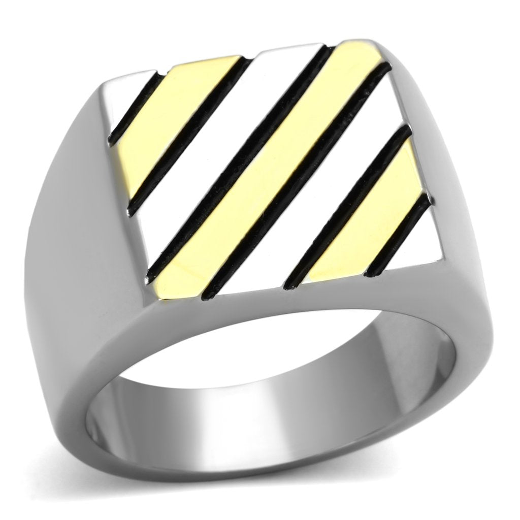 Two-Tone IP Gold (Ion Plating) Stainless Steel Ring with No Stone
