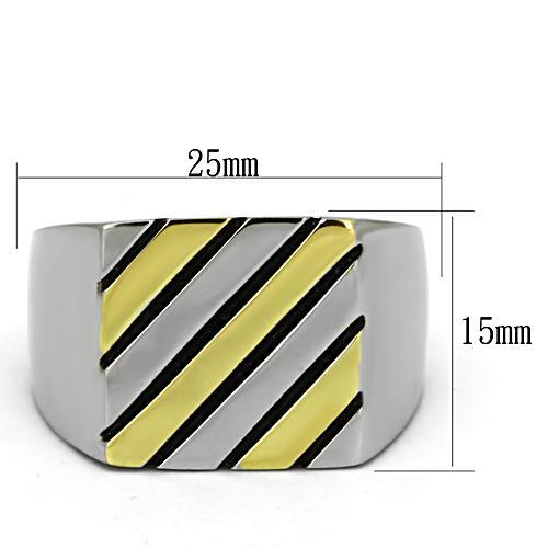 Two-Tone IP Gold (Ion Plating) Stainless Steel Ring with No Stone