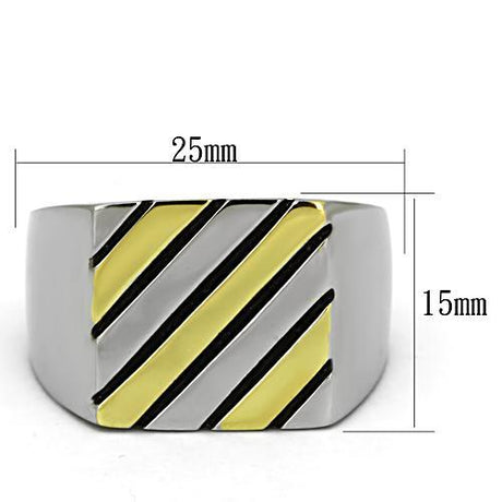 Two-Tone IP Gold (Ion Plating) Stainless Steel Ring with No Stone