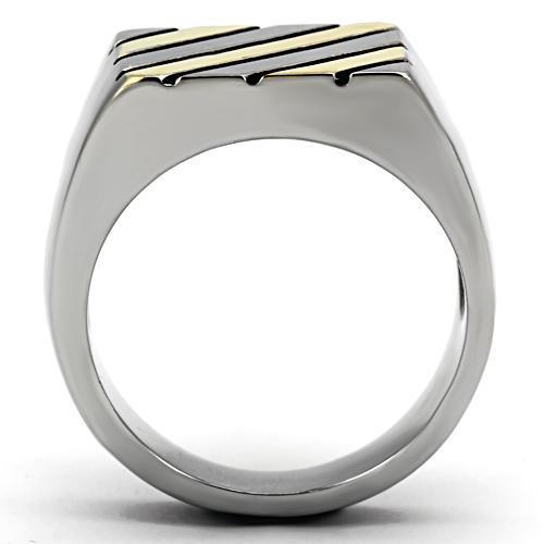 Two-Tone IP Gold (Ion Plating) Stainless Steel Ring with No Stone