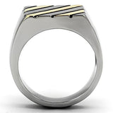 Two-Tone IP Gold (Ion Plating) Stainless Steel Ring with No Stone