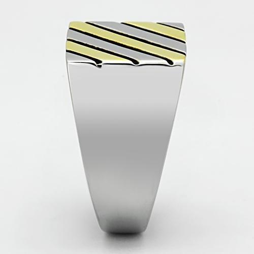 Two-Tone IP Gold (Ion Plating) Stainless Steel Ring with No Stone