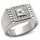High polished (no plating) Stainless Steel Ring with Top Grade Crystal  in Clear