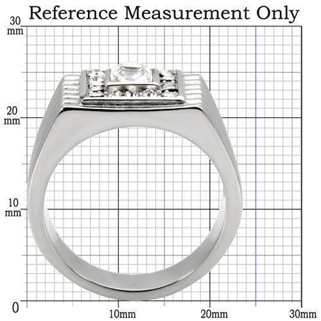 High polished (no plating) Stainless Steel Ring with Top Grade Crystal  in Clear