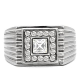 High polished (no plating) Stainless Steel Ring with Top Grade Crystal  in Clear