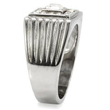 High polished (no plating) Stainless Steel Ring with Top Grade Crystal  in Clear
