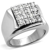 High polished (no plating) Stainless Steel Ring with Top Grade Crystal  in Clear